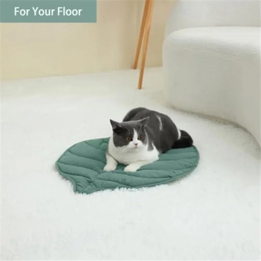 Leaf Shaped Cat Bed Pad 30x20 Cotton Warm Pet Mat Indoor Feral Cats